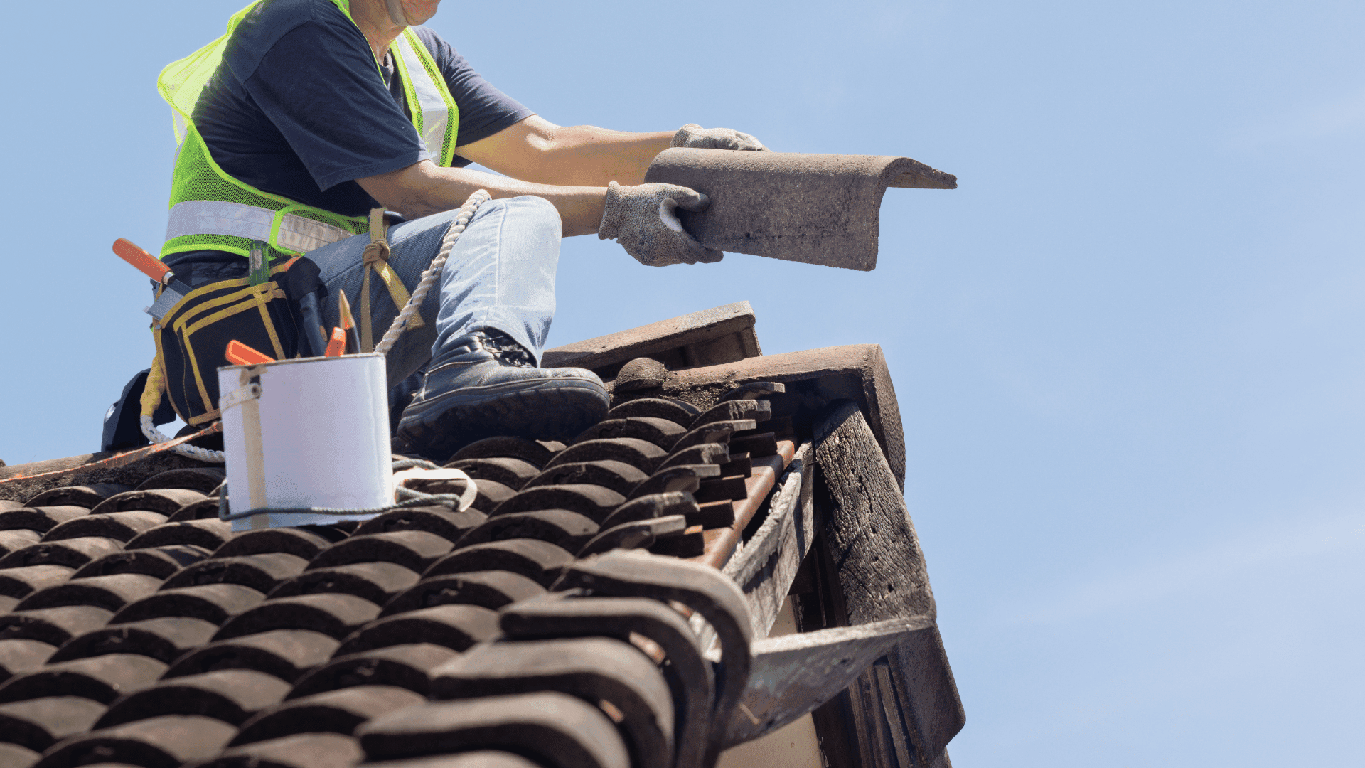 Expert roofers in Crewe working on a roof repair project